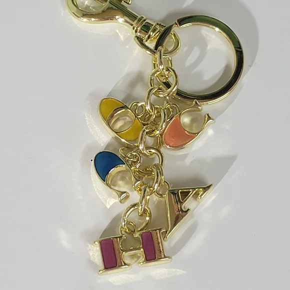 Coach Gold Multicolor Key Holder Keychain Bag Accessory. Poppy - Picture 2 of 2